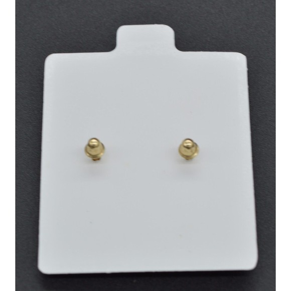 14K Solid Yellow Gold peace 8mm Cubic Zirconia CZ Stud Earrings - Picture 4 of 5